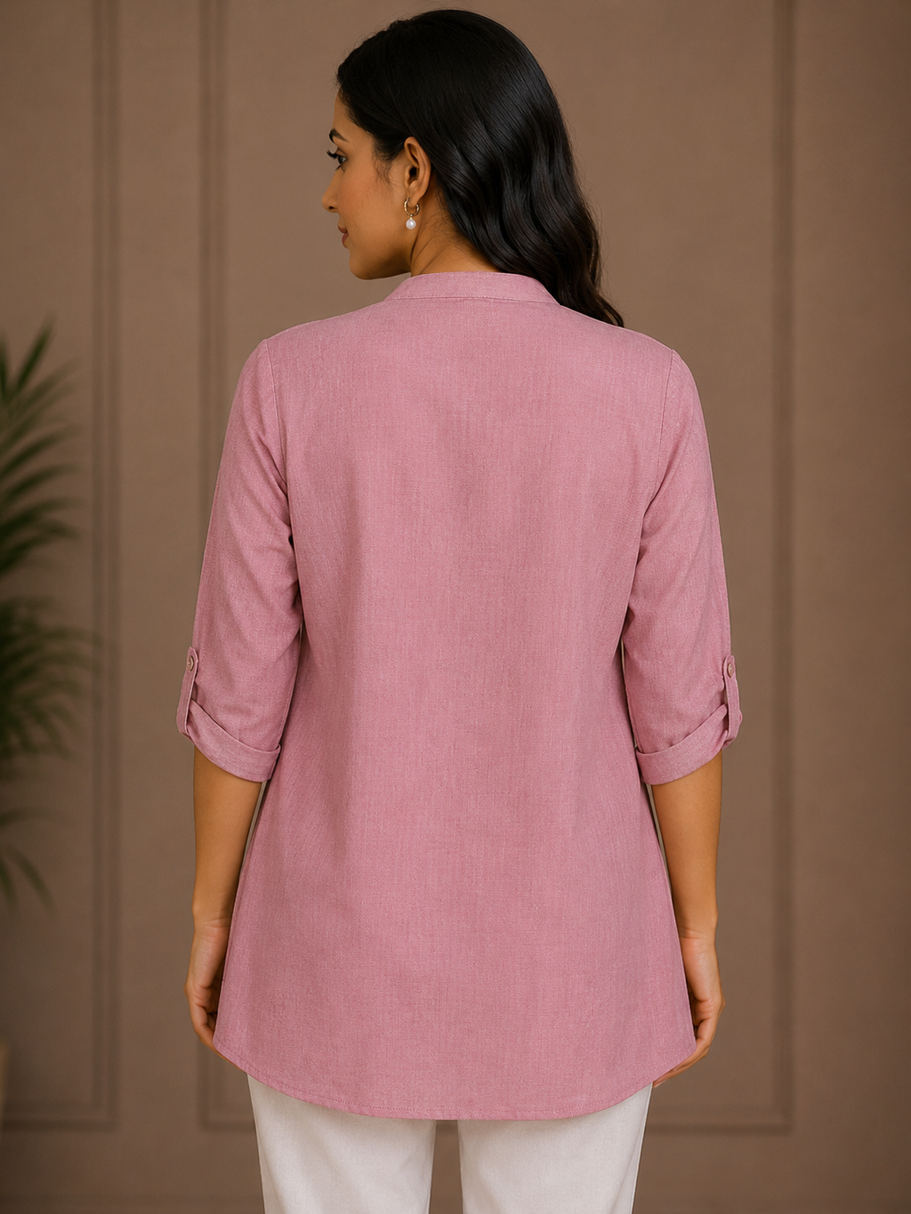 Blush Pink Floral Appliqué Cotton Tunic