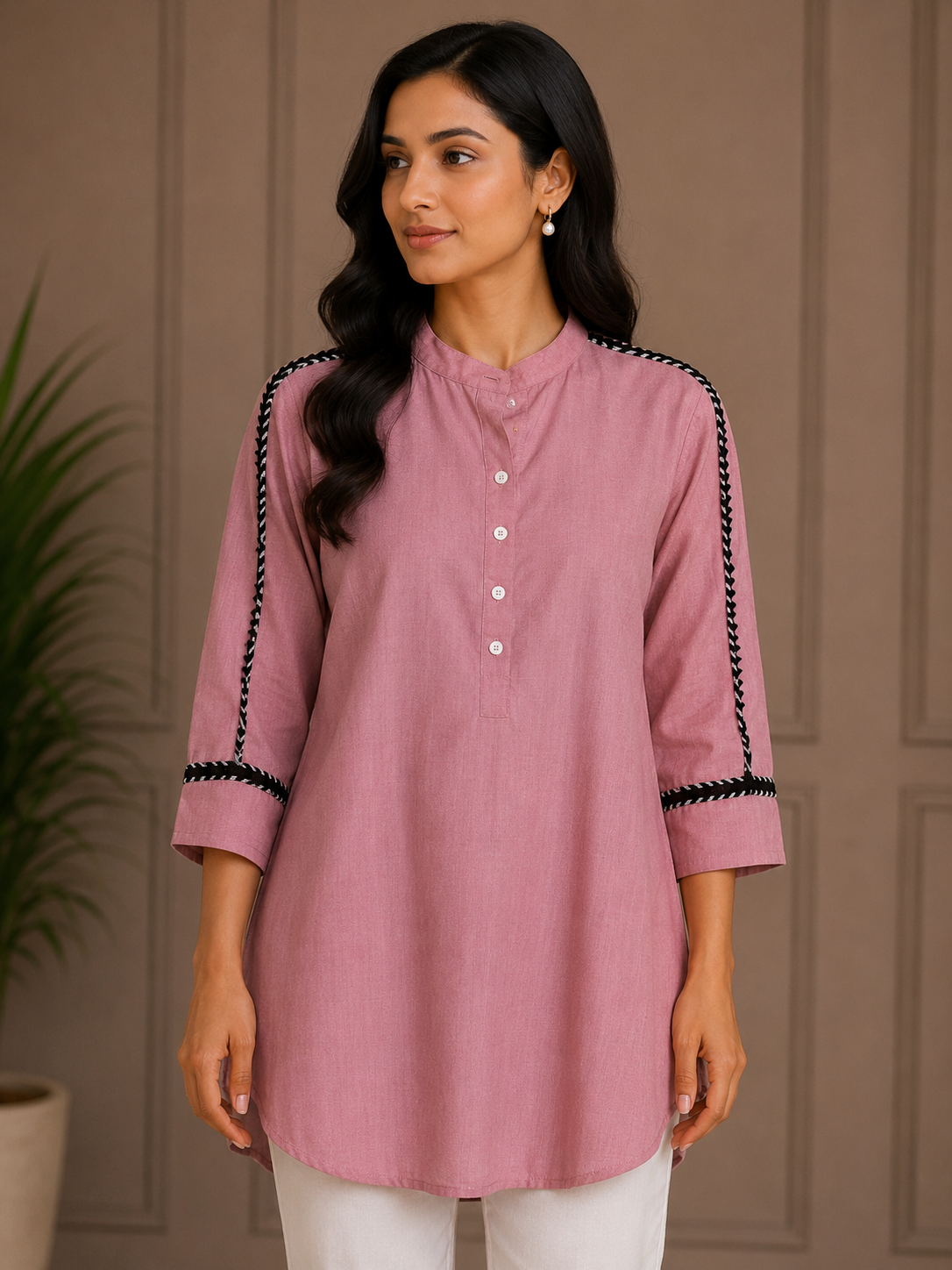 Ribbon sleeve shirt