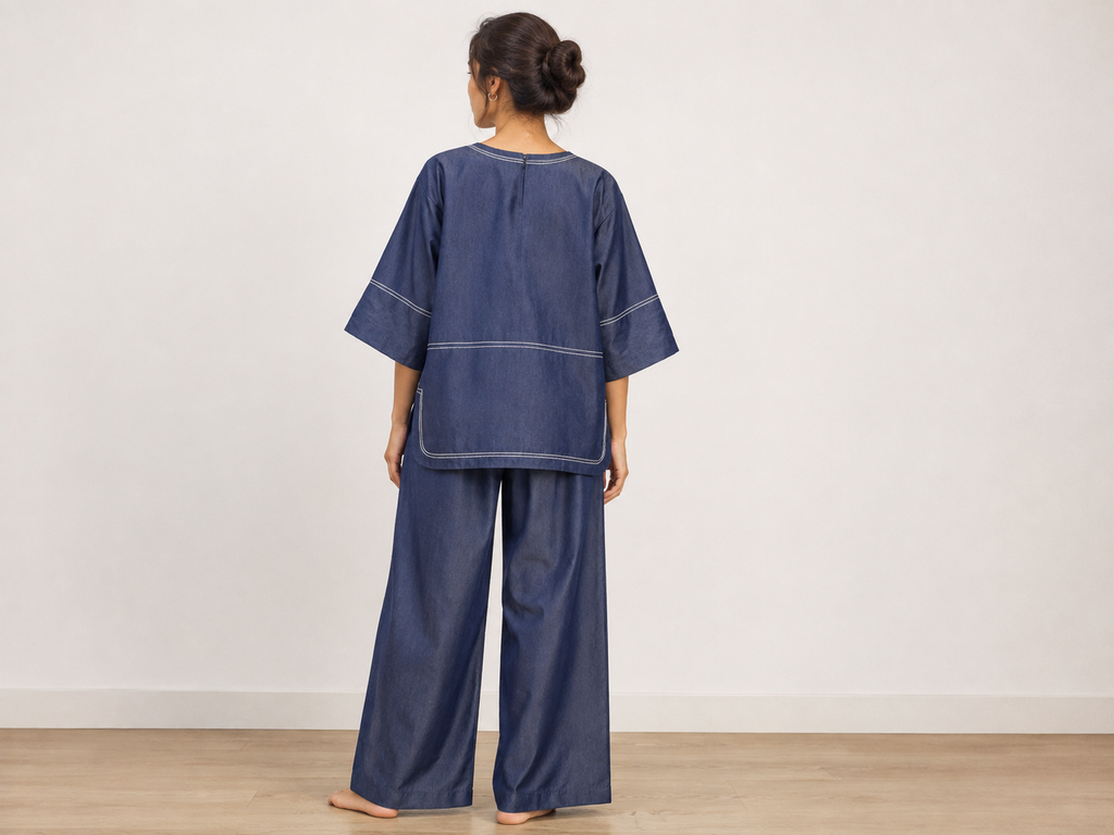 Denim Coord Set Striped
