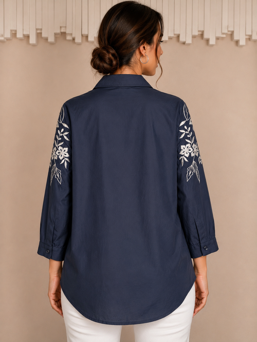 Classic Charcoal Embroidered Shirt
