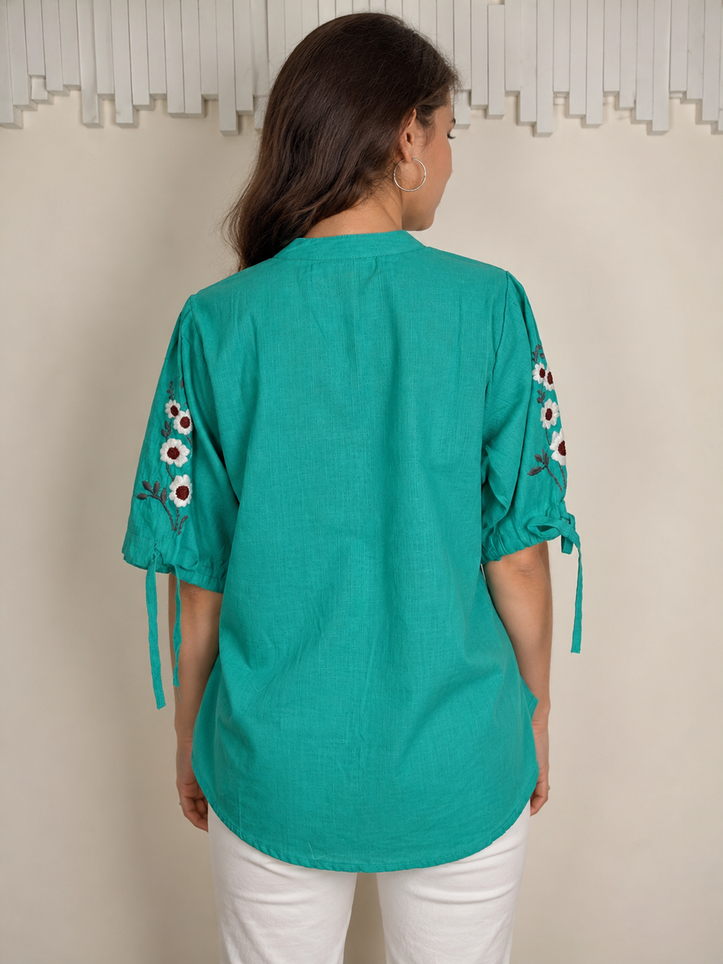 Embroidered sleeves shirt