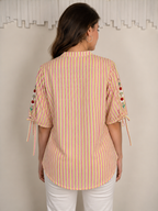 Embroidered sleeves shirt