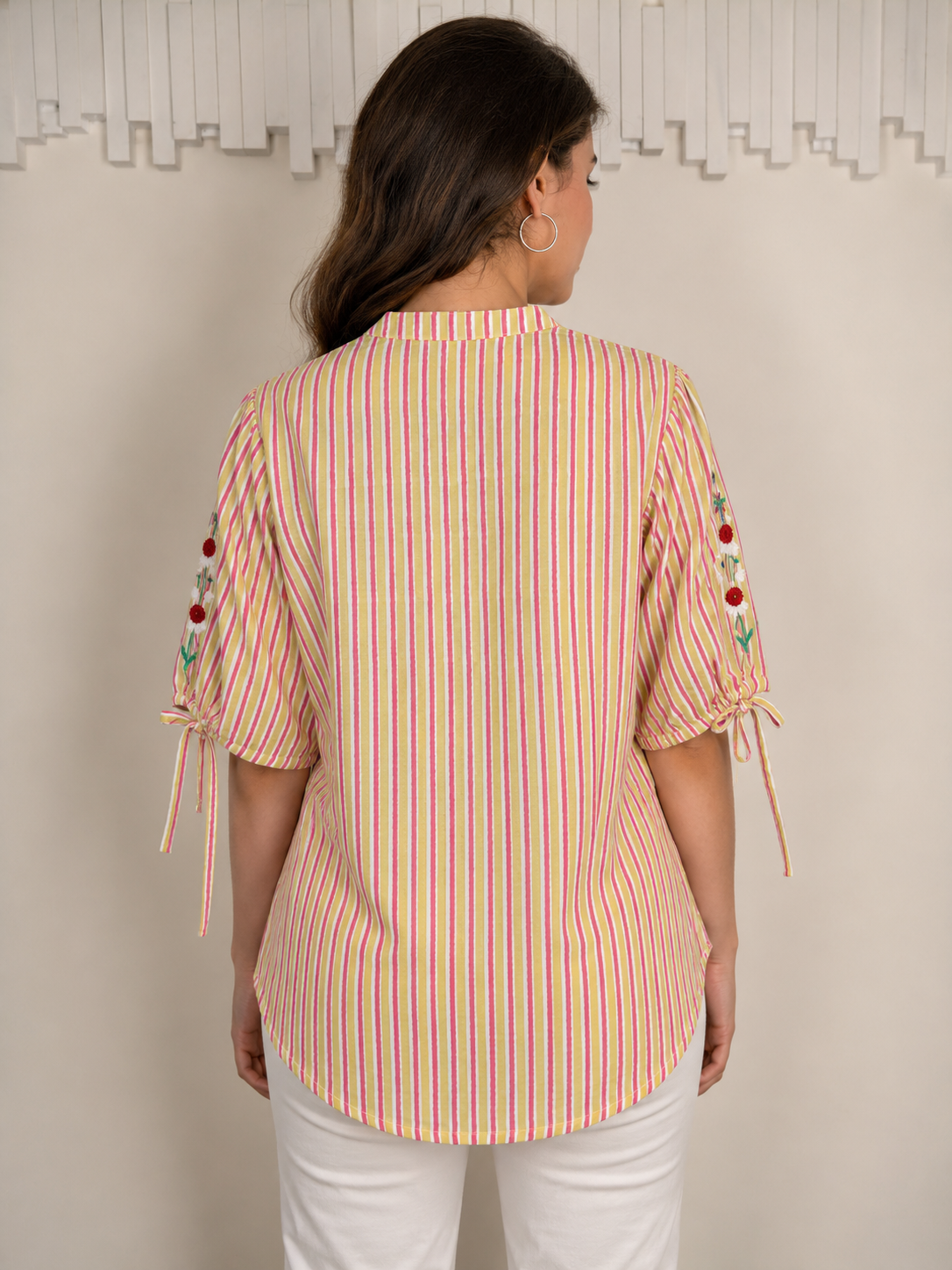 Embroidered sleeves shirt