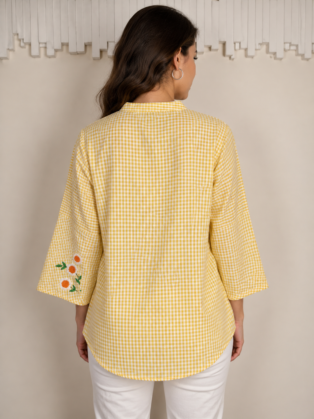 Embroidered sleeves shirt