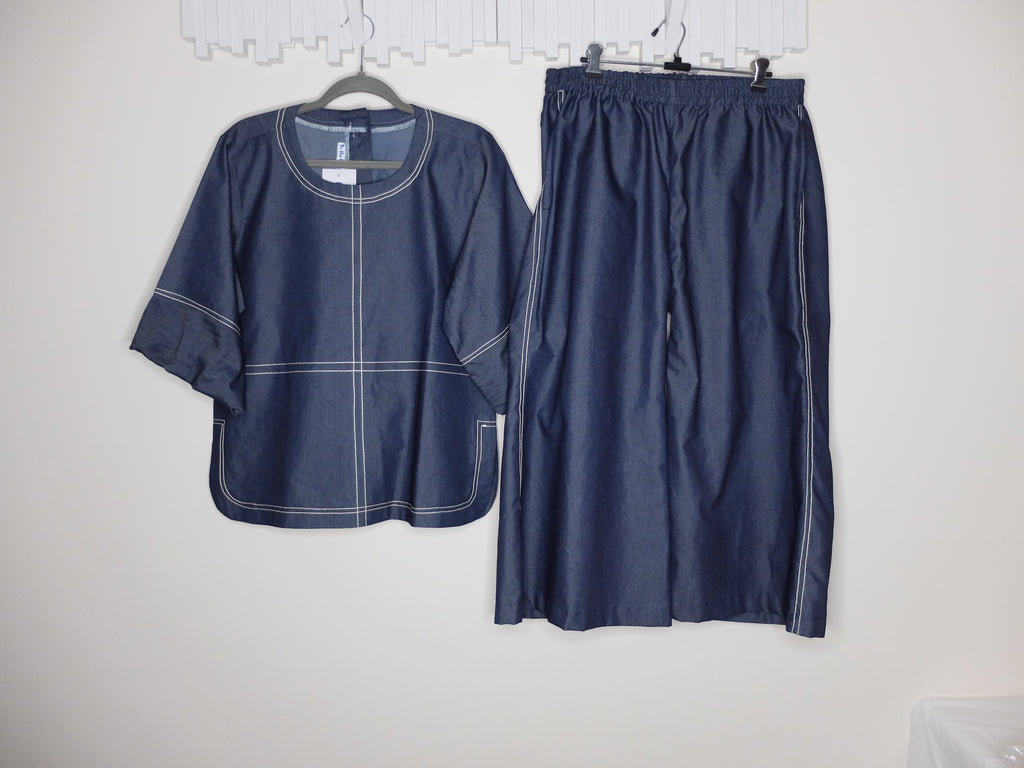 Denim Coord Set Striped