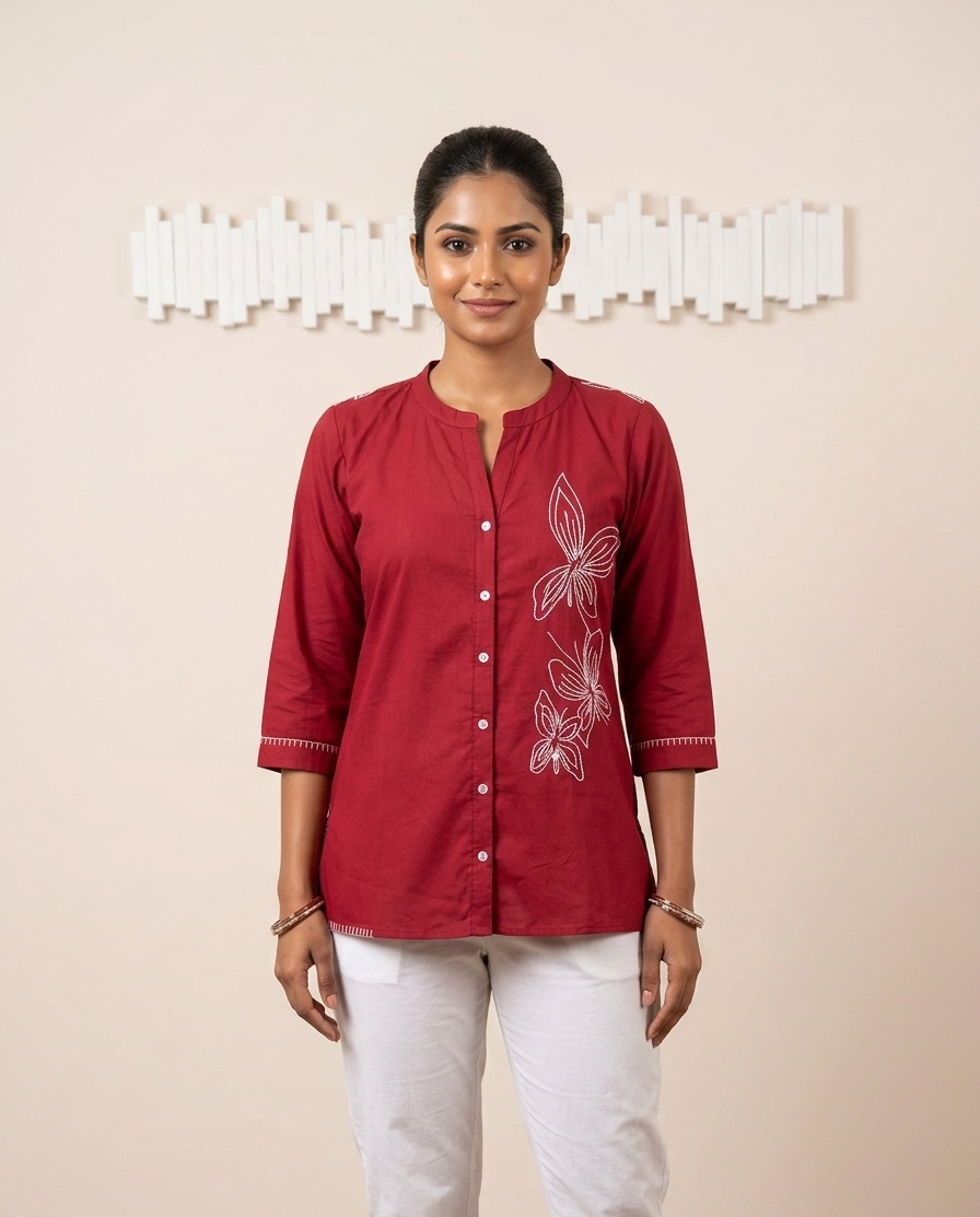 Butterfly Embroidery Shirt