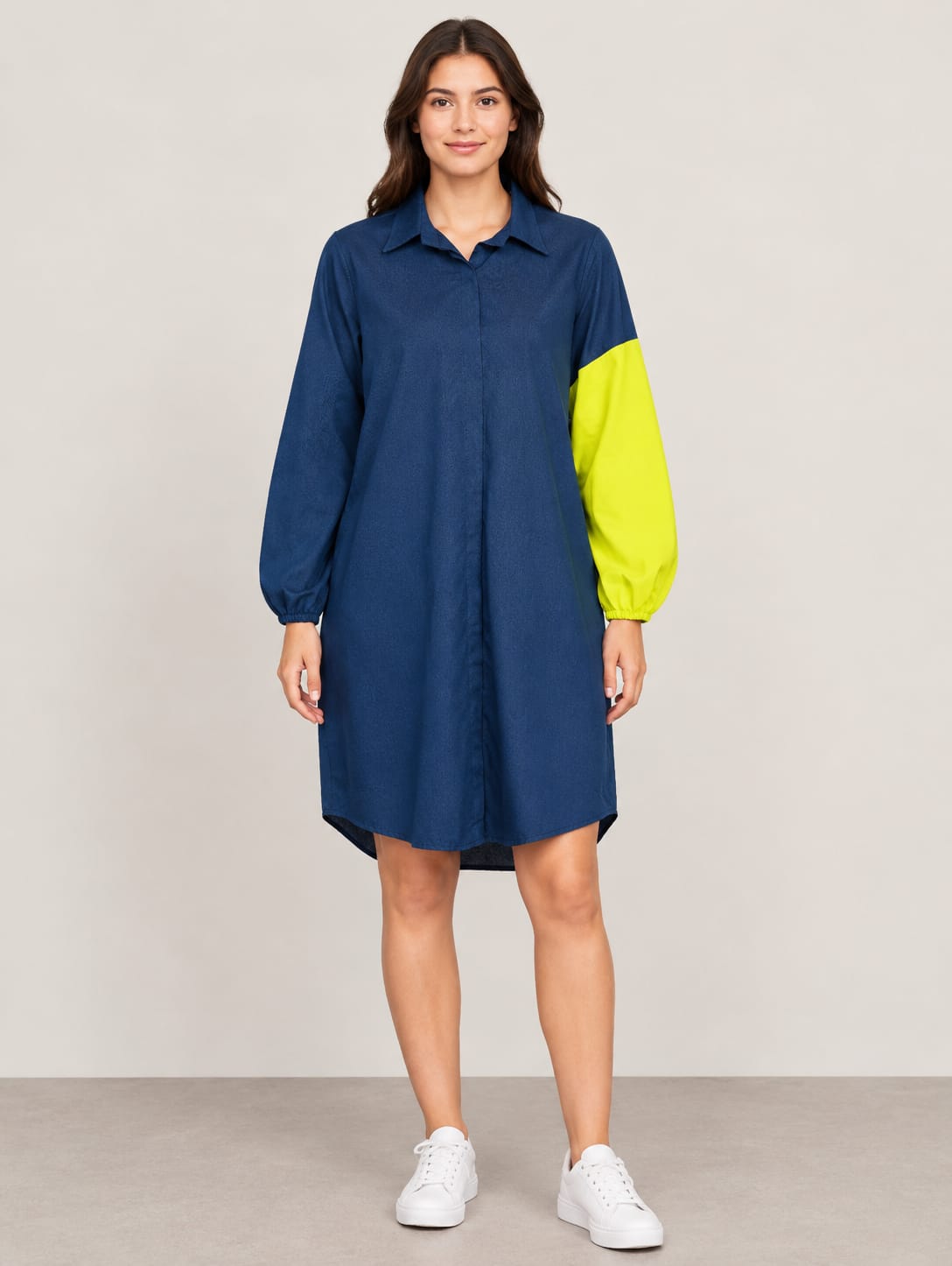 Contrast Shirt Dress