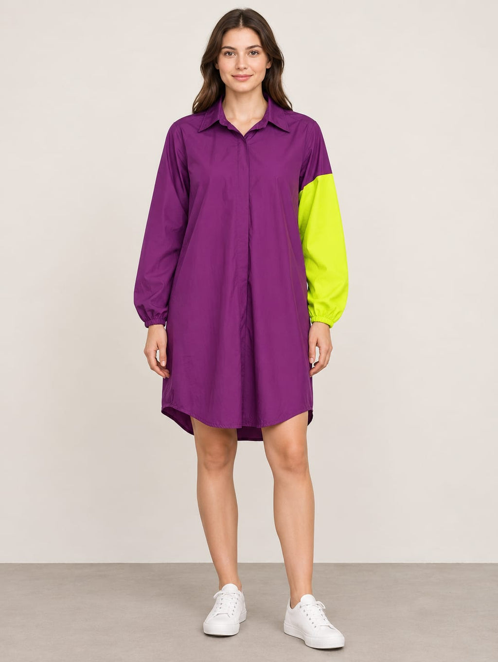 Contrast Shirt Dress