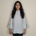 Embroidered sleeves shirt