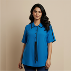 Collared top with front pleats