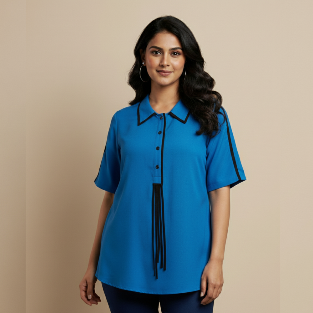 Collared top with front pleats