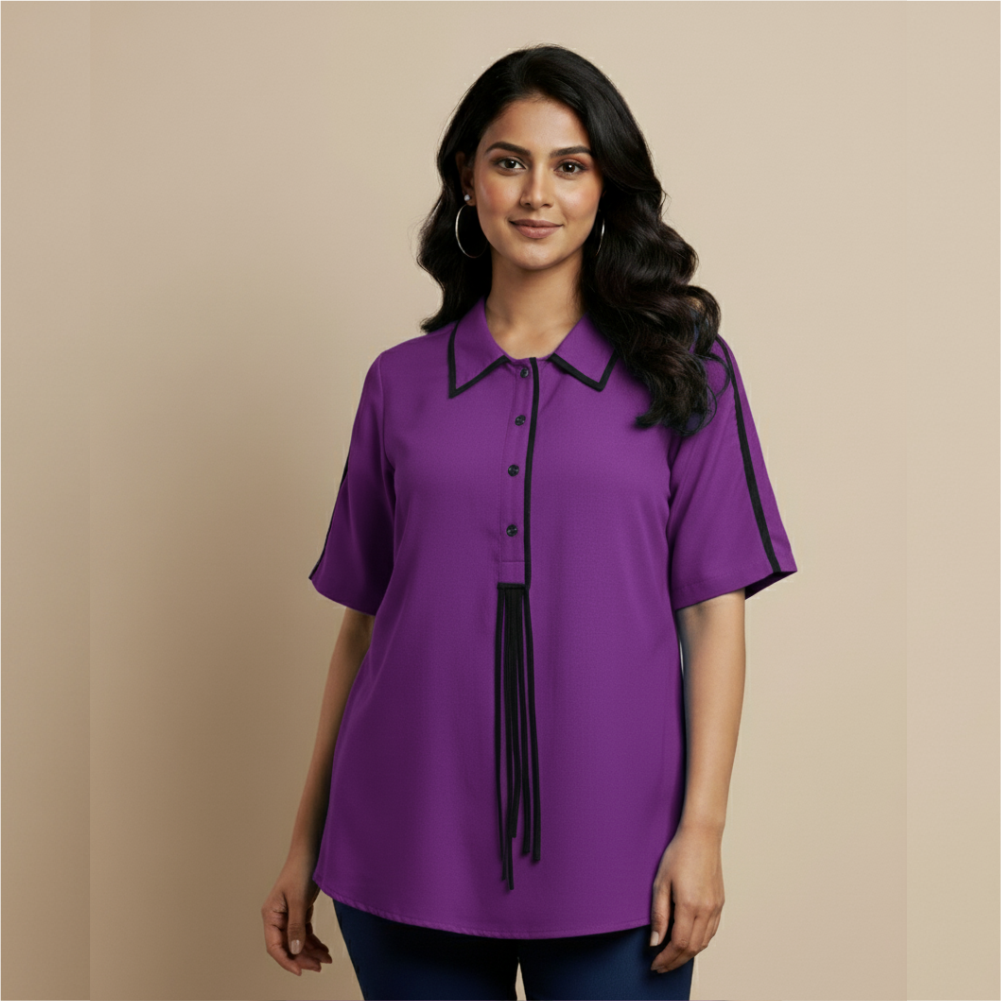 Collared top with front pleats